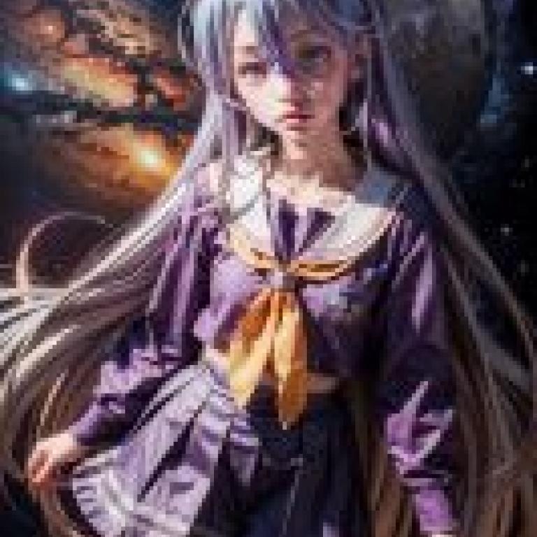 Mobile phone wallpaper， white ( しろ )， Shiro， game life， No Game No Life， realistic， long-haired goddess in front of the planet