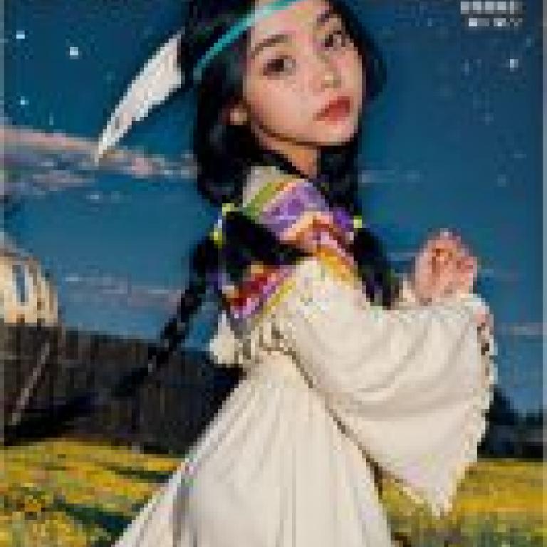 Mobile wallpaper， Tiger Lily Peter Pan， realistic， girl wearing a colorful headband.