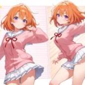 Hoto kokoa IS THE ORDER A RABBIT NAI，一個穿著粉紅色襯衫、胸前繫著蝴蝶結、頭頂有星星的女孩。