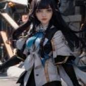 Pela Honkai Star Rail，A girl with long hair dressed up in blue and gold.