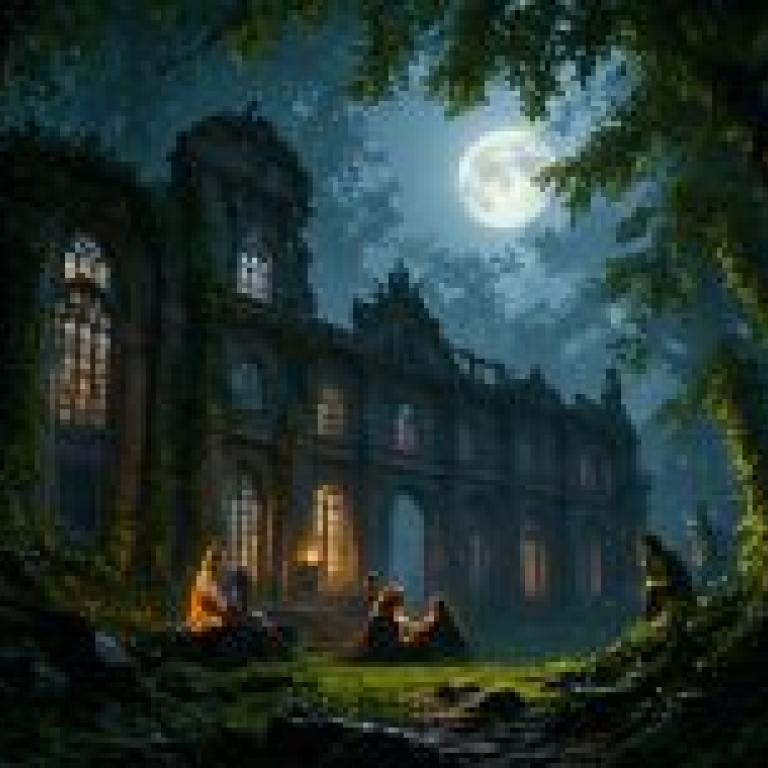 Fairy Tale House，People gathered in front of a building during the night.