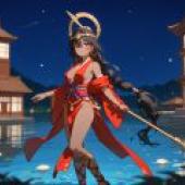 Egyptian sexy goddess，A woman with a bow and arrow holding a golden bow.