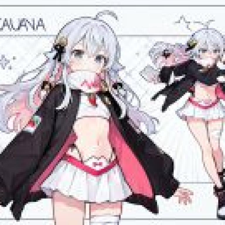 Kagura Nana vtuber，A girl with the word kauna behind her.
