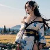 Computer desktop， live version， kimono beauty， colorful kimono: Japanese style