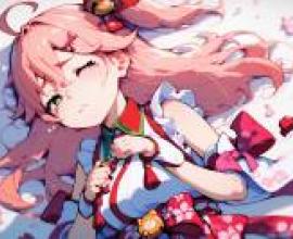 Computer wallpaper， Sakura Witch， anime， a girl with pink hair and a red bow on her head.