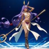 nitocris，fate，Purple haired woman holding a staff.