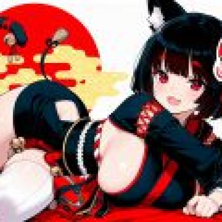 yamashiro azur lane，Cat on a red blanket.