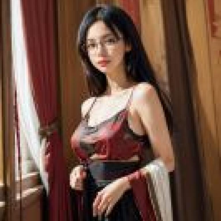 DRLL 穿著紅色上衣和黑色洋裝的女子。