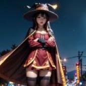 The live -action version of the blessing， Huihui， genius magician， beautiful tablecloth， anime desktop， street moon shadow beauty