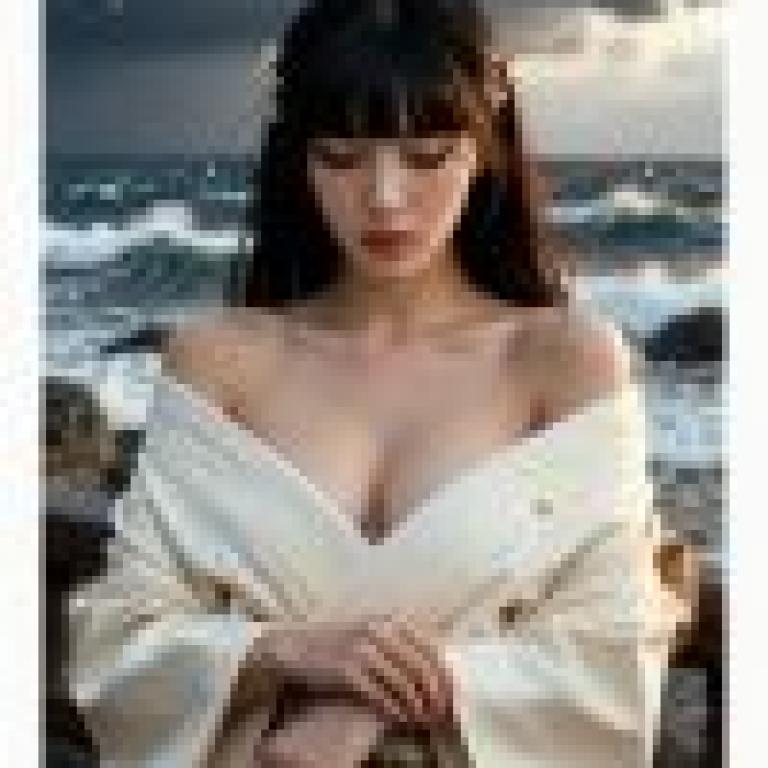 女孩，一個女人站在海邊。