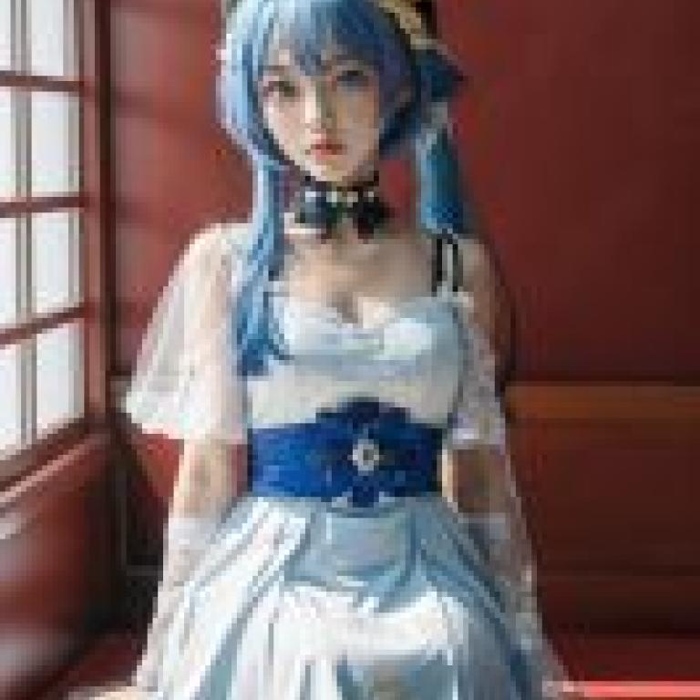 Griseo，Honka，Blue haired girl in doll dress.