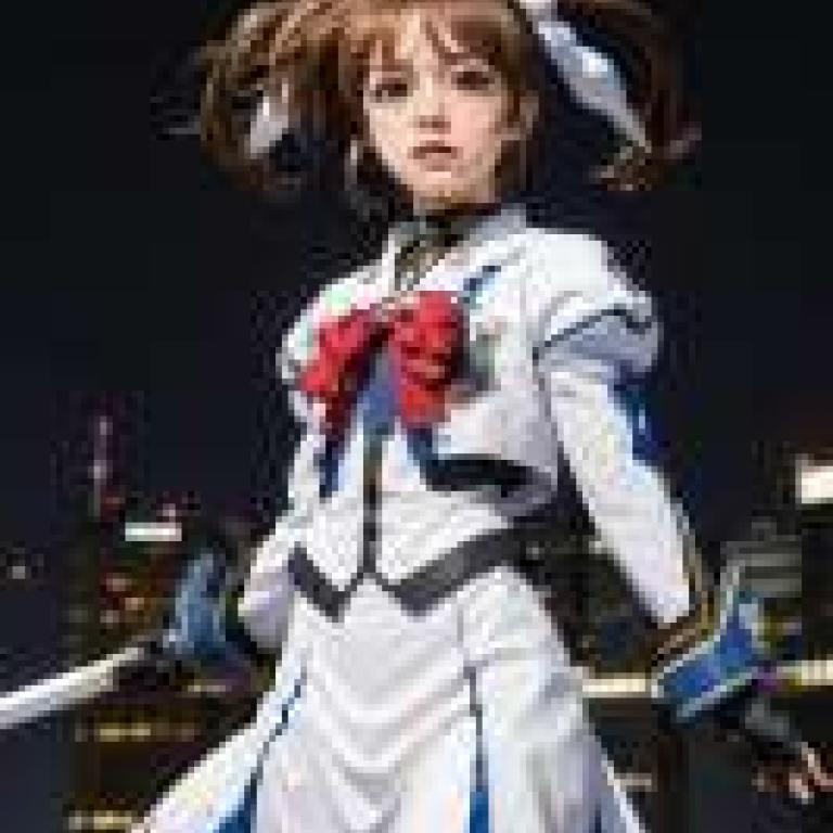 Takamachi Nanoha，Magical girl，A girl in blue and white dress.