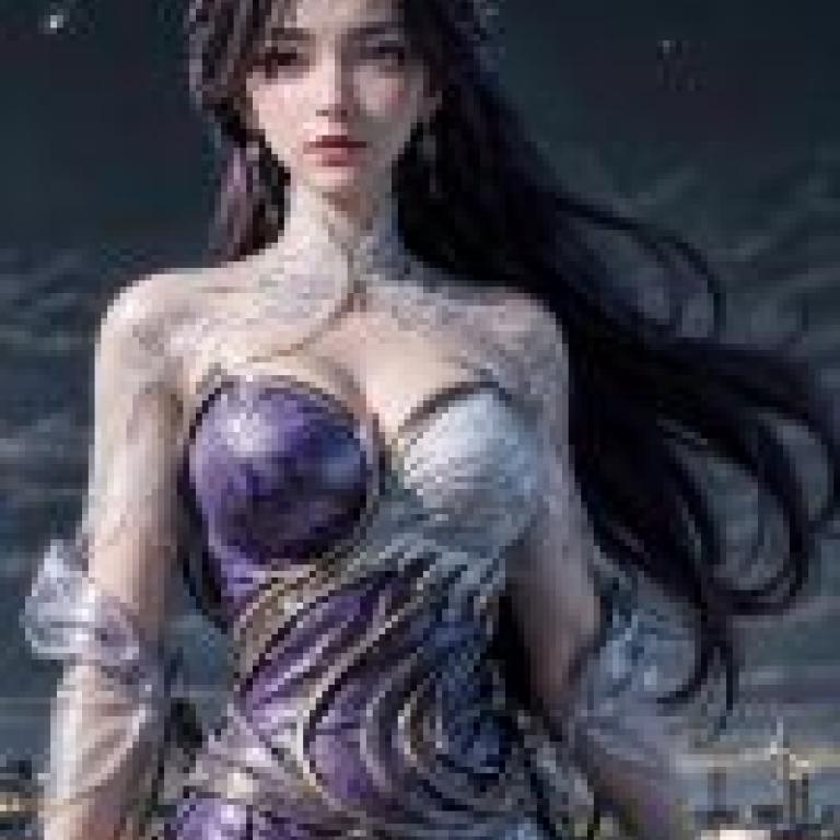 ccomic，一位身穿紫色連身裙的年輕女子。