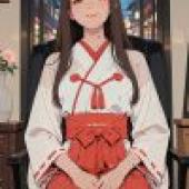 和服，一位女子身穿橘色和服坐著。