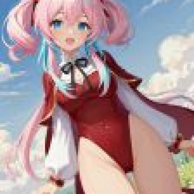 vitality，A cartoon woman with a bow and pink hair.