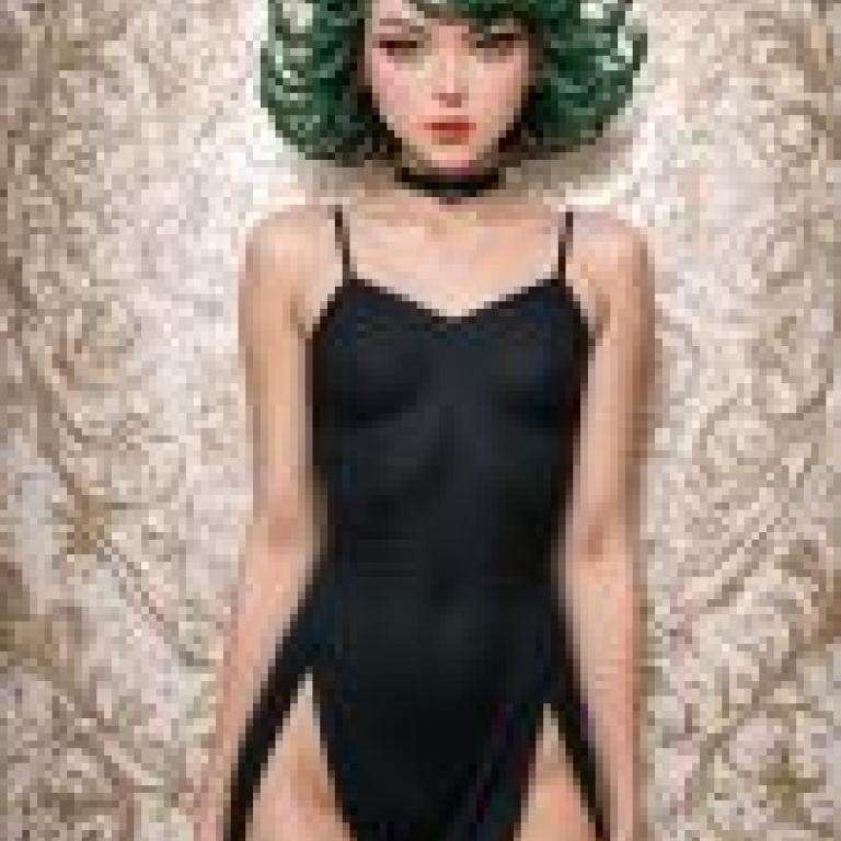 Tatsumaki，One Punch Man，A green haired woman in black dress.