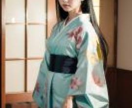 Araragi Tsukihi， Monogatari Series，A woman in a kimono is wearing glasses.