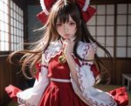 Reimu Hakurei，The girl is wearing a red and white dress.