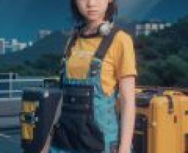 Susie Zenless Zone Zero，這位女士穿著藍色背帶褲。