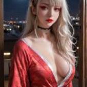 紅色美女，身穿紅色和服的女子。