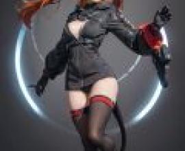 Orphie Magnusson Zenless Zone Zero，A lady dressed in black holding a gun.