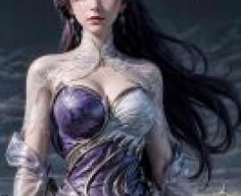 ccomic，一位身穿紫色連身裙的年輕女子。