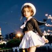 Computer desktop， live version， wooden cherry， Sakura Kinomoto， Kuro Magic， skateboarder girl， kawaii sunshine flavor， anime realistic pH， uniform role play.