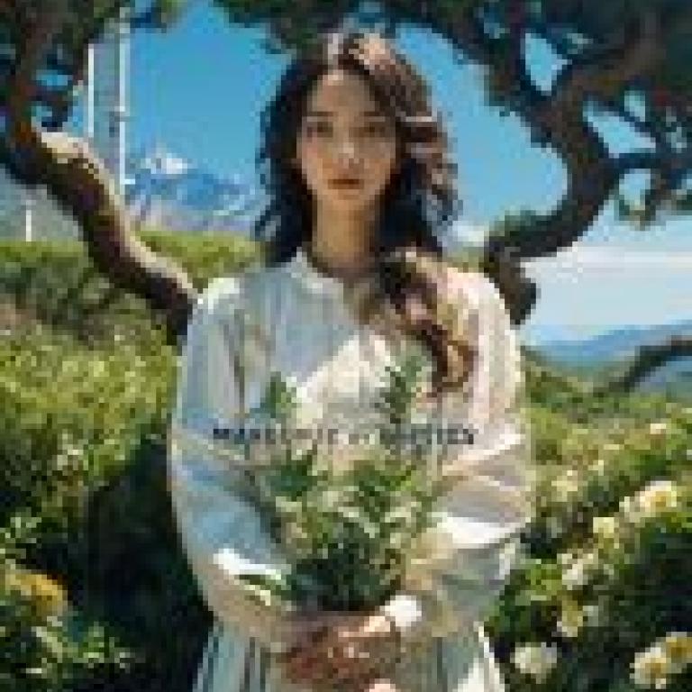 Mobile phone wallpaper， natural， realistic， there is a woman holding flowers on the cover of the magazine.