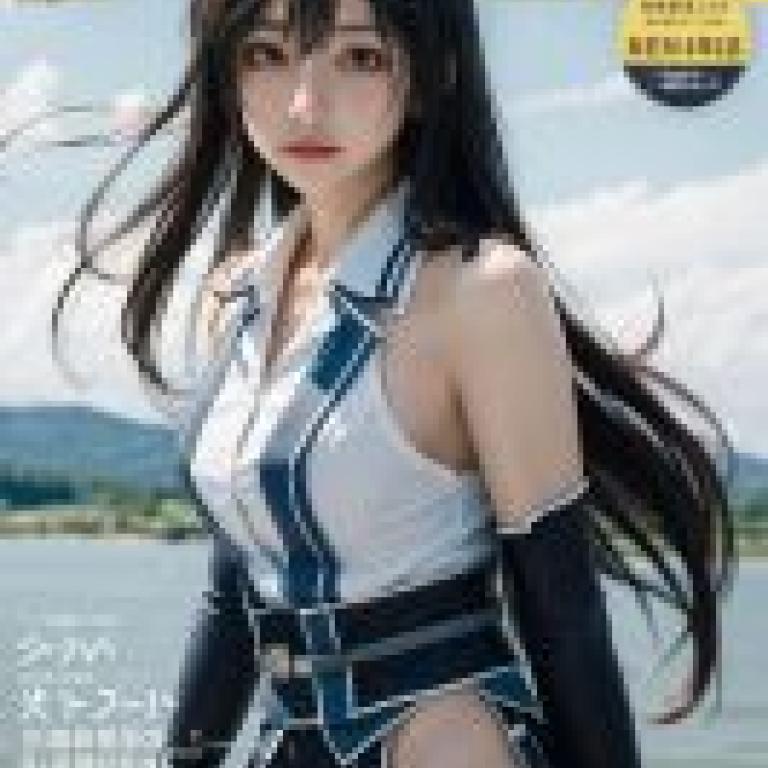 Chikuma Kantai，一位模特兒穿著藍黑相間的服裝。
