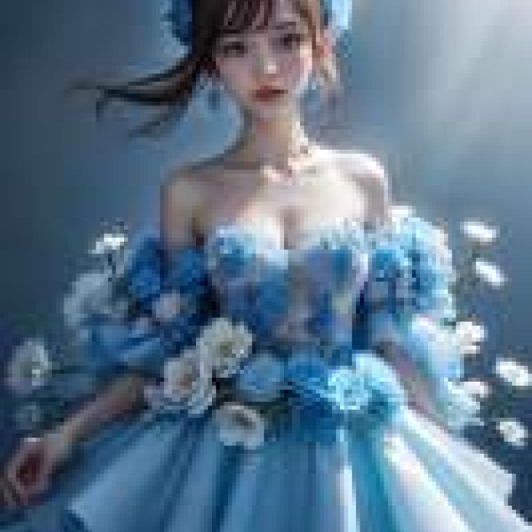 傑伊布魯花裙，一個穿著藍色連身裙並穿著鮮花的女孩。