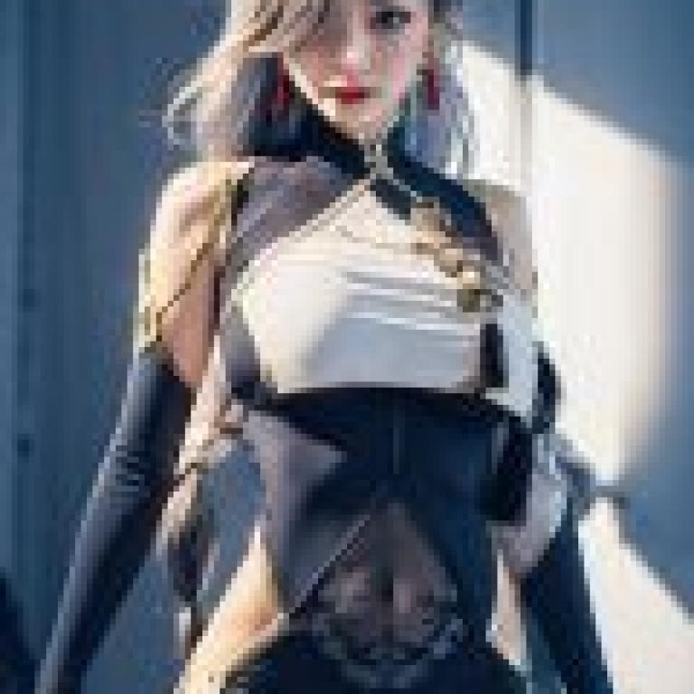 神河（原神），身著cosplay服裝、留著長髮的女子。