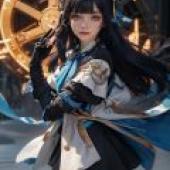 Pela Honkai Star Rail，A girl in black and white with blue ribbon.