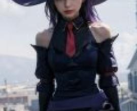 Sienna Merdein Senya，一位脖子上圍著紅色圍巾、戴著紫色帽子的女子。