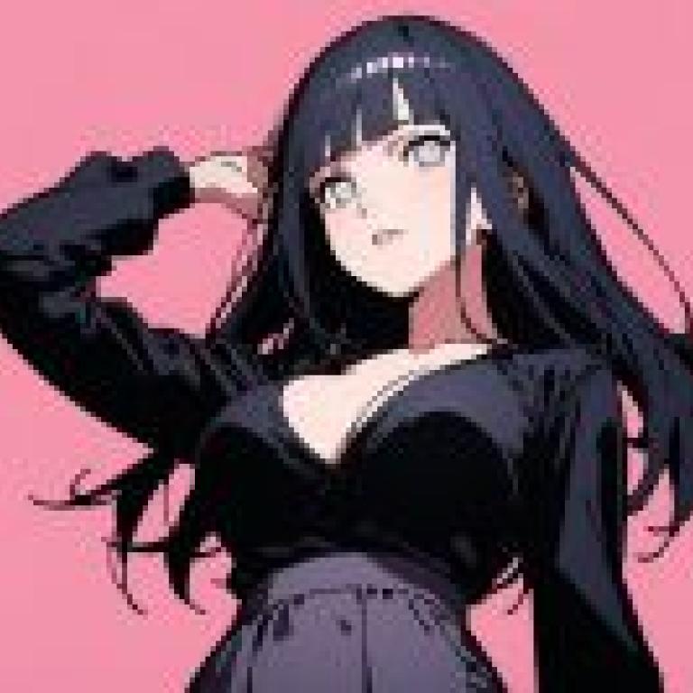 Naruto Hyuga HinataA black haired girl with long hair wearing a purple dress and holding her hand up.