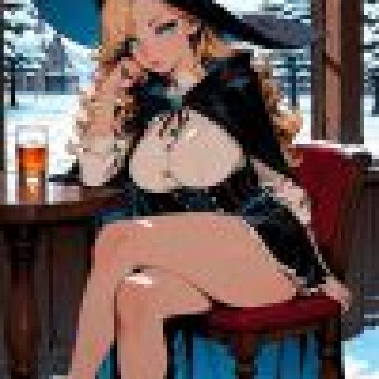 Meeting in a dream，A girl with long blonde hair sits on a chair by a table.