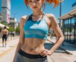 Ring Fit Adventure， Trainee Ring Fit Adventure，A cover of the magazine Riaume featuring a woman in a blue sport bra with a ponytail.