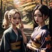 Enchanted Forest - Free Kimono Beauty in the Woods Wallpaper