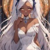 Sexy Bride，A female character with big blue hair bows.