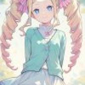 女孩們，一個穿著藍色衣服的女孩。