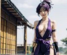 電腦桌布，Yuzuriha 杠 Hells Paradise 地獄樂，真人，紫色魅影：英雄聯盟風情