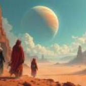 朝聖之旅，三人走在沙灘上。