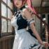 Mobile wallpaper， Airi Queens Blade， realistic， a woman dressed as a maid.