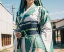 手機桌布，Fate Grand Order， 清姬 Kiyohime，寫實，「綠髮魅影：和風之美」
