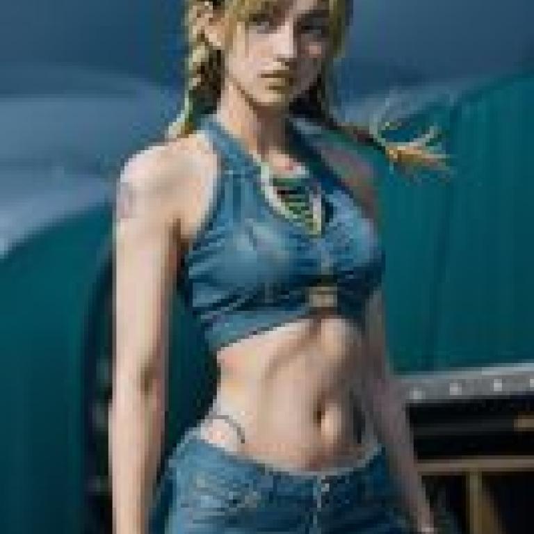 空條徐倫，JOJO的奇妙冒險，一個穿著藍色牛仔短褲的女孩。