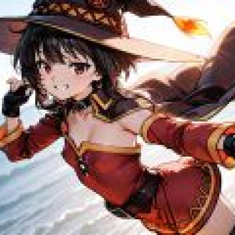 Konosuba God s Blessing on This Wonder World Megumin，一個戴著女巫帽和女巫裙的女孩。