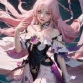 Honkai Star Rail Fu Xuan，A girl with pink hair wearing a pink dress.
