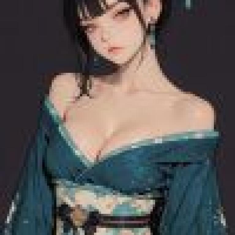 女孩們，一位身穿藍色衣服的女性模特兒。