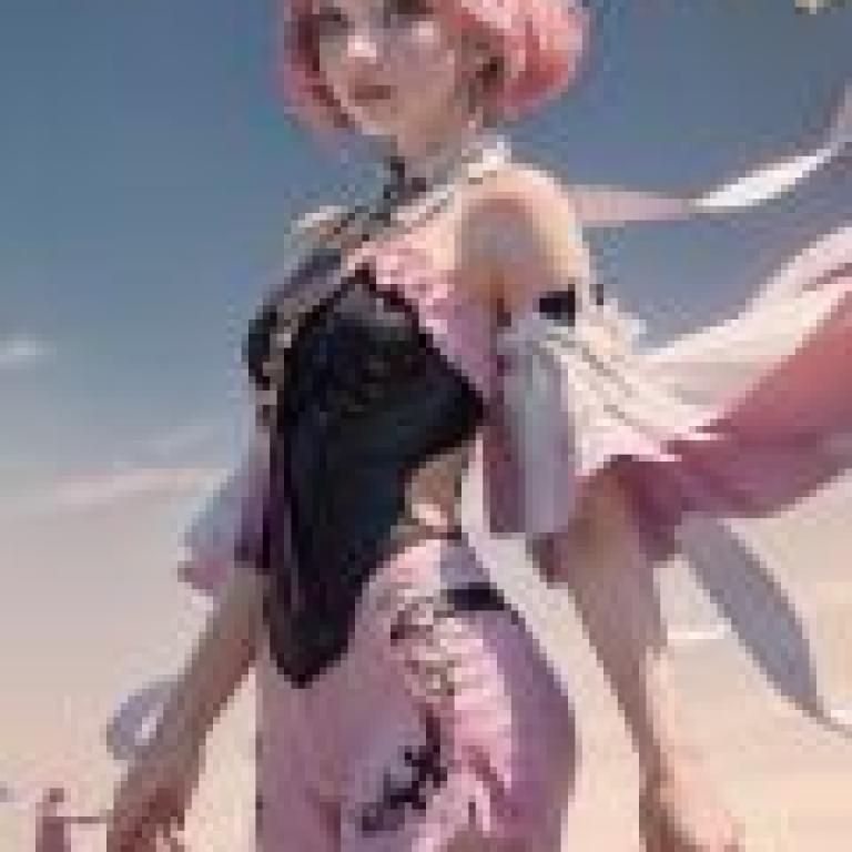 Honkai Star Rail Fu Xuan，A girl with pink hair， wearing a black and pink outfit