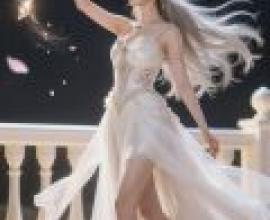 女神的恩典，一位長髮披肩、頭戴王冠的少女。