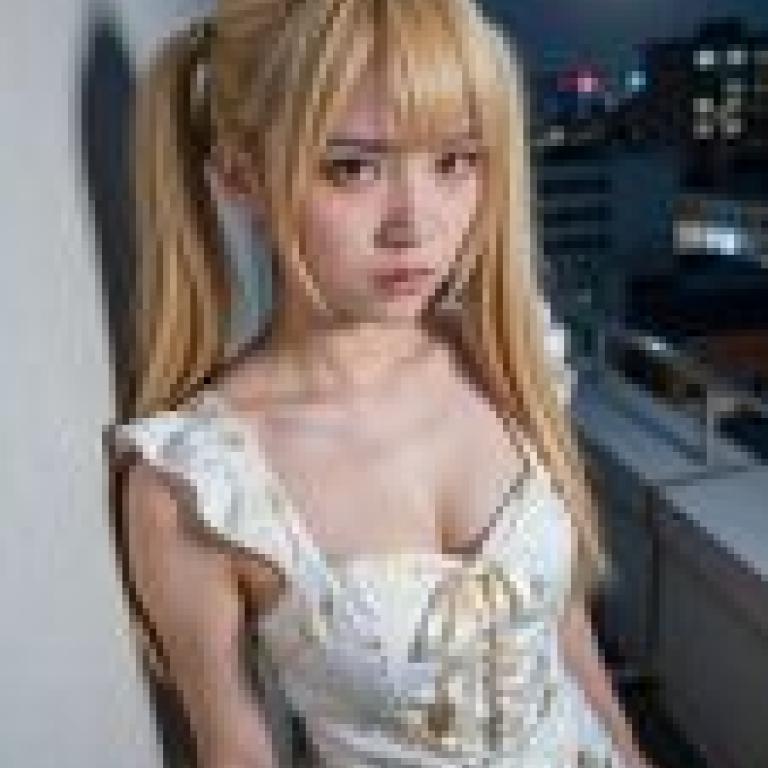 街頭美女，長髮金色辮子的女子。